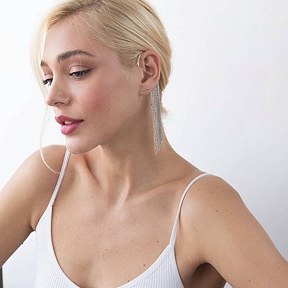 Сережка - каффа "Неповторність" в білому золоті с07589 №2