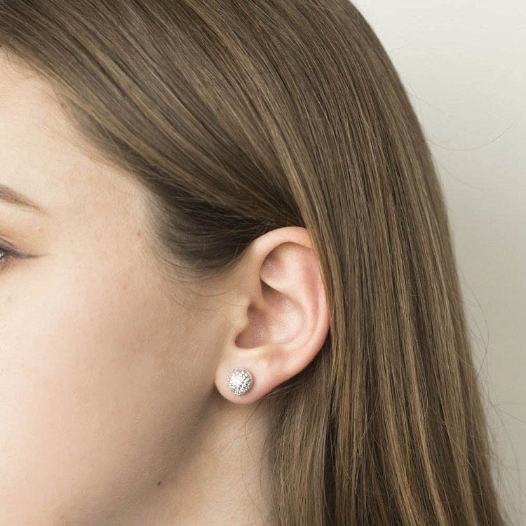 Серебряные серьги-пусеты с фианитами 121917 от ювелирного магазина Оникс - 3