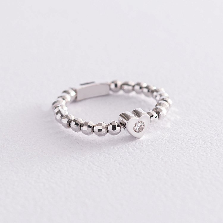 Золотое кольцо с сердечком (фианит) к06181 от ювелирного магазина Оникс