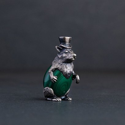 Серебряная фигура "Мышь" ручной работы 23136
