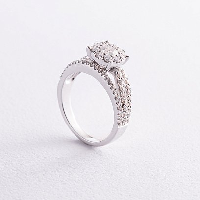 Каблучка в білому золоті з діамантами к554