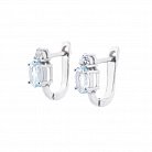 Жіночі срібні сережки (блакитний топаз, фіаніти) 121336 от ювелирного магазина Оникс - 1