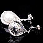 Срібні сережки (фіаніти, штучні перли) 121157 от ювелирного магазина Оникс - 2