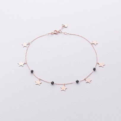 Золотой браслет "Звездочки" на ногу (фианиты) б04389