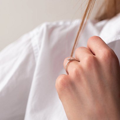 Золотое помолвочное кольцо с бриллиантом кб0356y №5