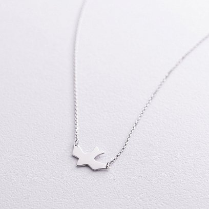 Колье "Ласточка" в белом золоте кол02365 №8