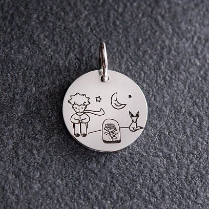 Серебряный кулон "Маленький принц" (гравировка с двух сторон кулона) 132722мп №13