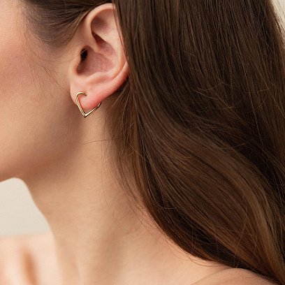 Сережки - пусети "Сердечки" у жовтому золоті с08133 №2