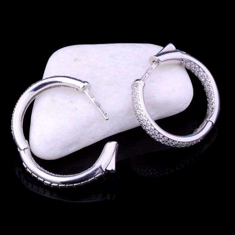 Сережки з фіанітами (родій) 12909 від ювелірного магазину Онікс - 1