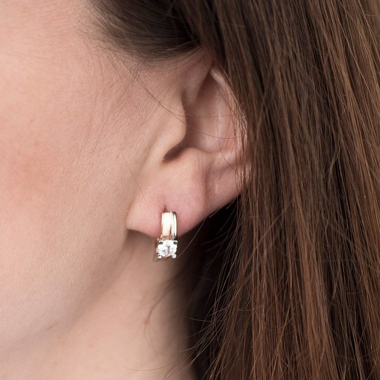 Золоті сережки з фіанітами с05328 від ювелірного магазину Онікс - 2