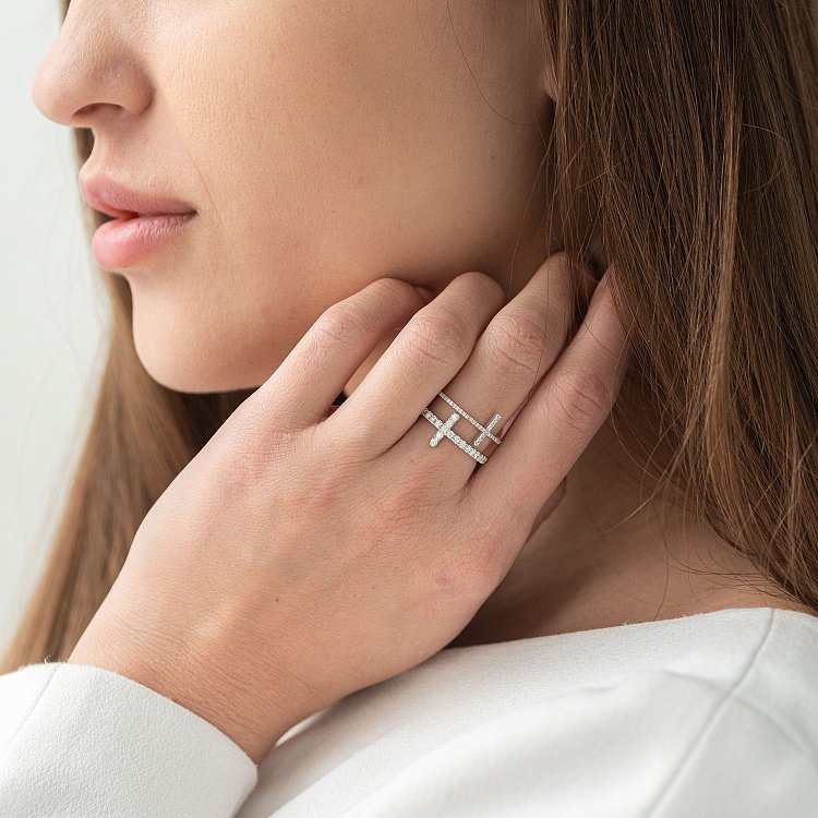 Золотое кольцо с бриллиантами кб0183ch от ювелирного магазина Оникс - 1