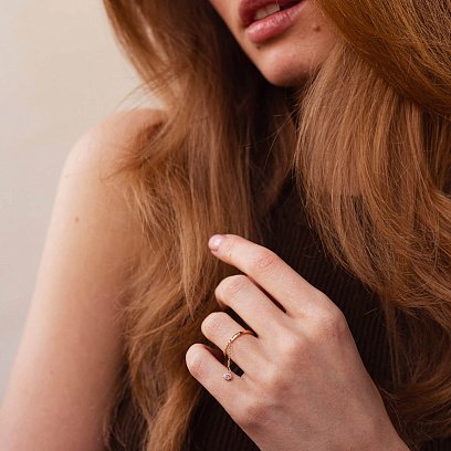 Золотое кольцо с подвеской (фианит) к06996 №6