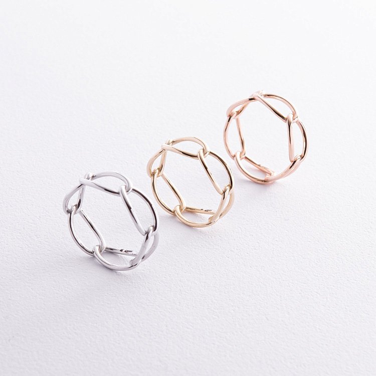 Каблучка "Ланцюжок" у жовтому золоті к07531 від ювелірного магазину Онікс - 6