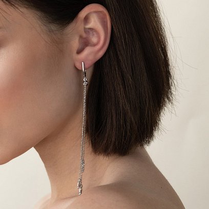 Серебряные висячие серьги с шариками 123075 №2