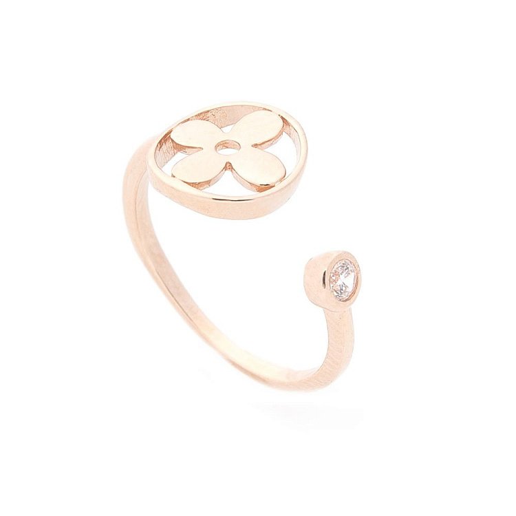 Золотое кольцо "Клевер" с фианитом (на фалангу) к231 от ювелирного магазина Оникс