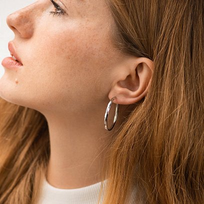 Серьги - кольца в серебре (3.2 см) 123428 №4