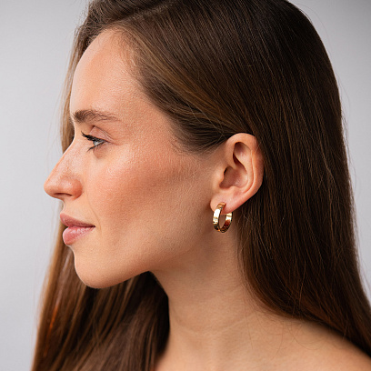 Золотые серьги-кольца (фианиты), диаметр: 21 мм с05228 №4