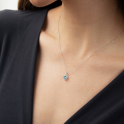 Золотое колье "Сердечко" с топазом и бриллиантами колб0190ca №4