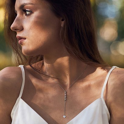 Колье из белого золота с фианитами кол01515 №8