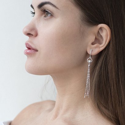 Срібні сережки з сердечками (фіаніт) 122597 №2