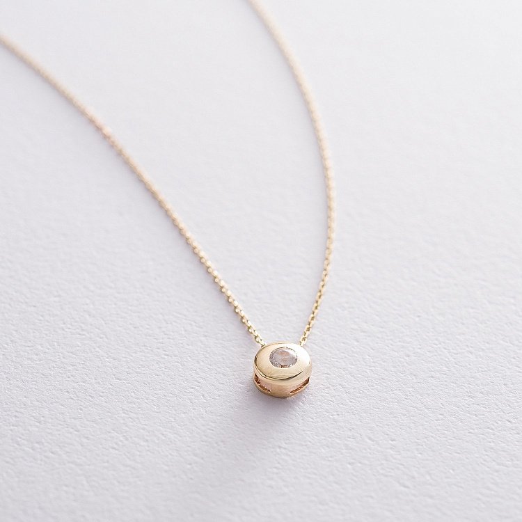 Женское колье из желтого золота (фианит) кол00600 от ювелирного магазина Оникс - 2