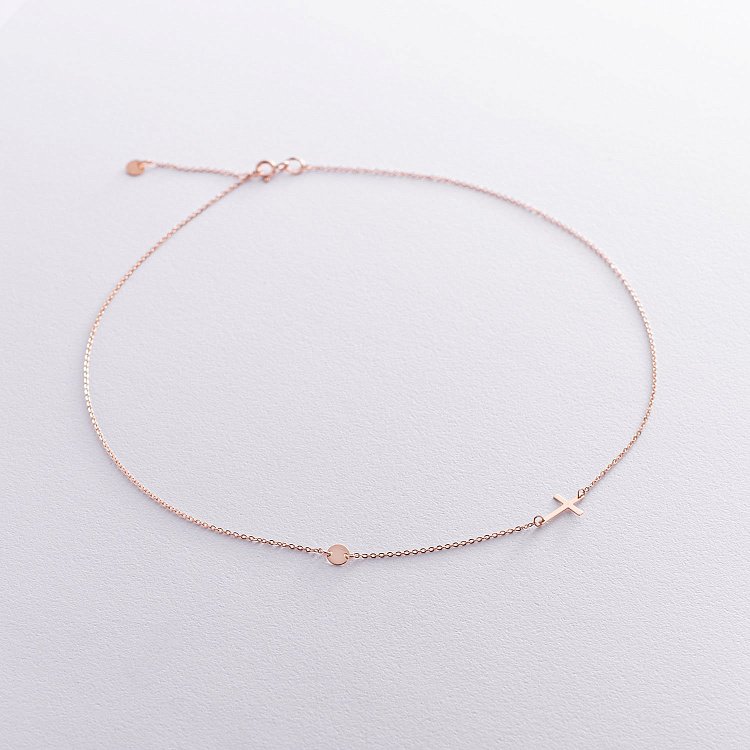 Золотое колье с крестиком 860251 от ювелирного магазина Оникс