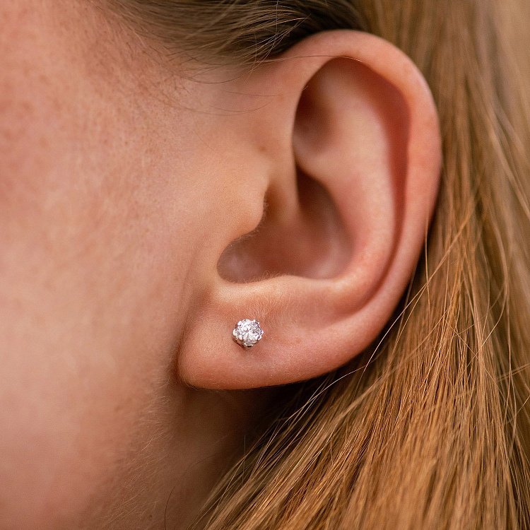 Серебряные серьги - пусеты (фианиты) 121893 от ювелирного магазина Оникс - 5