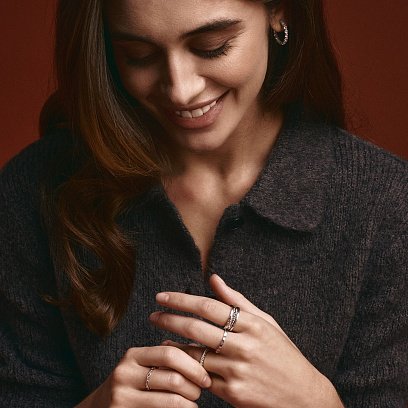 Срібні сережки - кільця з фіанітами 087610б №2