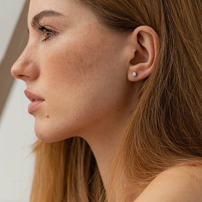 Серьги - пусеты с бриллиантами (белое золото) 314771121 №2