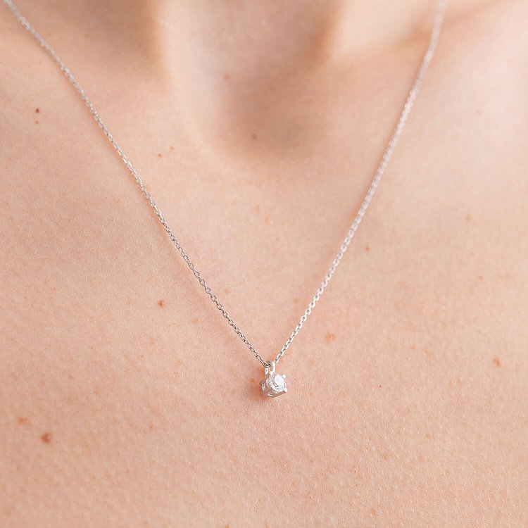 Колье в белом золоте с бриллиантом 719291121 от ювелирного магазина Оникс - 5