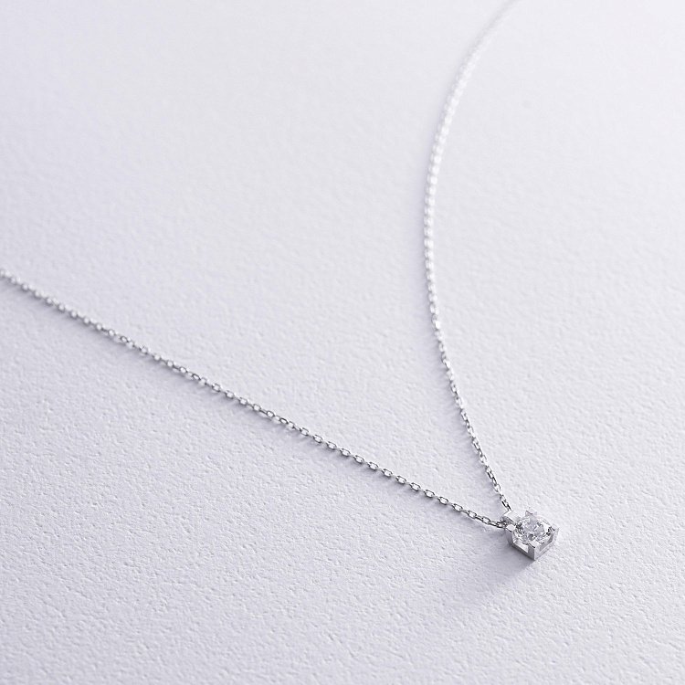 Золотое колье с одним камнем кол00786 от ювелирного магазина Оникс - 1