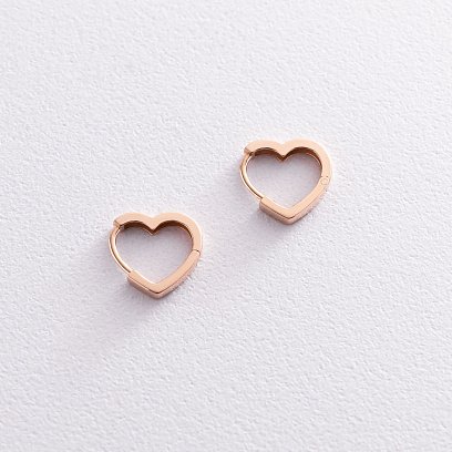 Серьги "Сердечки" в красном золоте с07423