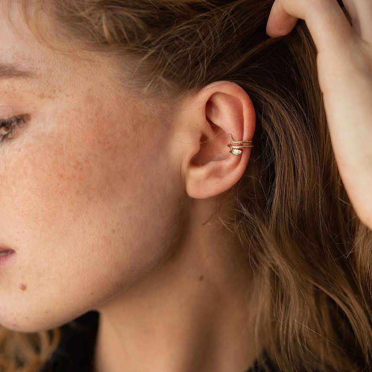 Сережка - каффа "Змія" у жовтому золоті с08494 від ювелірного магазину Онікс - 3