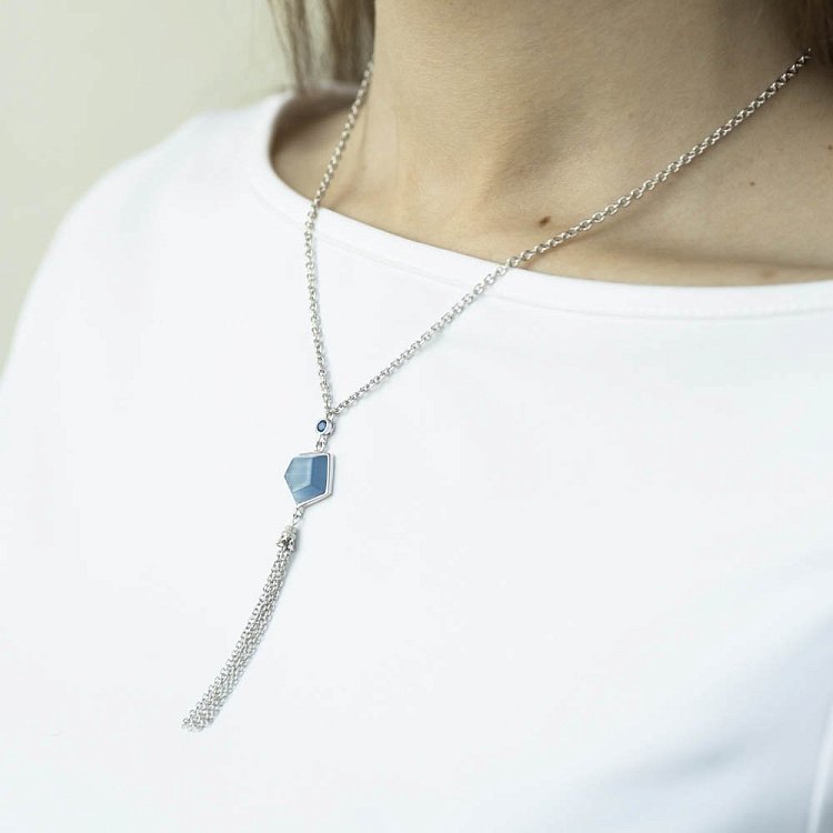 Серебряные серьги (им.улексит,фианит) 122283 - 3 Серебряные серьги (им.улексит,фианит) 122283 от ювелирного магазина Оникс - 3
