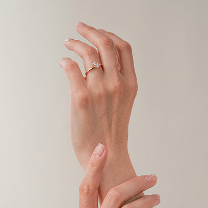 Помолвочное кольцо в красном золоте (фианит овал) к08198 №2