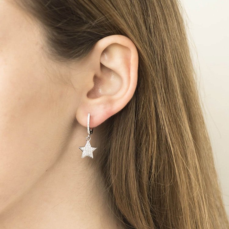 Срібні сережки "Зірочки" (фіаніт) 122267 від ювелірного магазину Онікс - 2