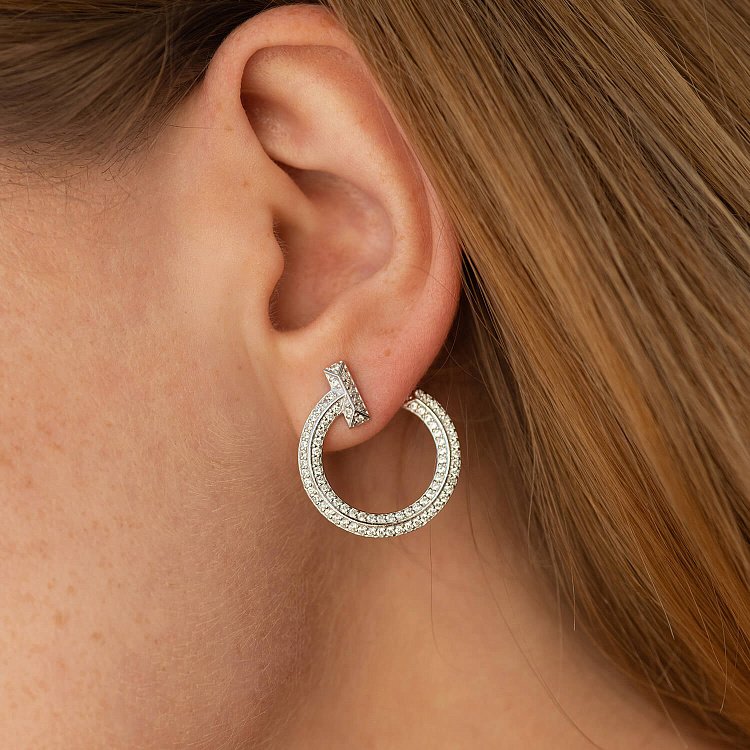 Сережки - пусети "Evelyn" у білому золоті (фіаніти) с08669 від ювелірного магазину Онікс - 11