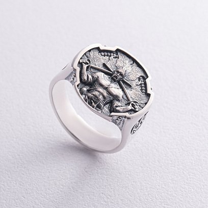 Мужская серебряная печатка "Український козак" 112704 №6