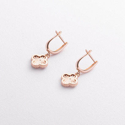 Сережки "Конюшина" в червоному золоті с09475 №2