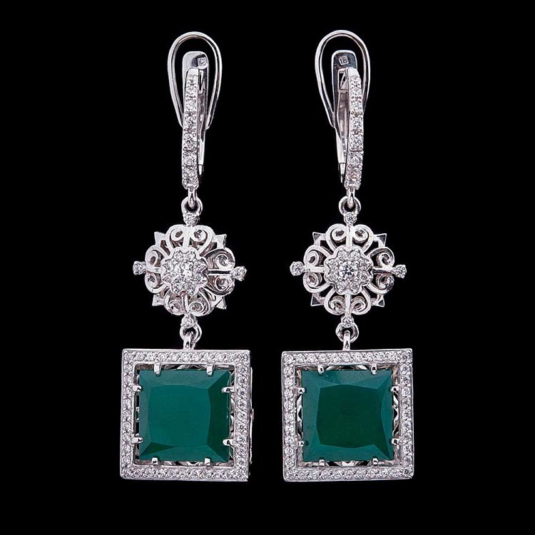 Золотые серьги с агатом и фианитами 14048500 от ювелирного магазина Оникс - 4