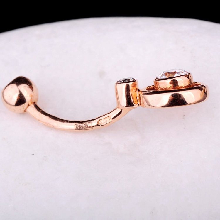 Золотий пірсинг з фіанітами пир00083 від ювелірного магазину Онікс - 3