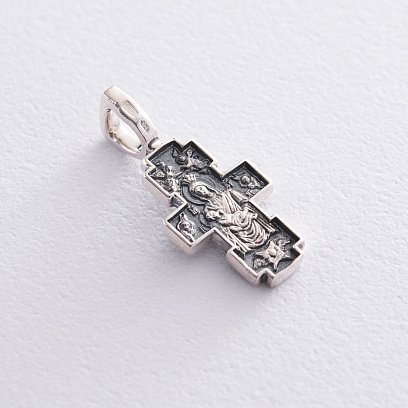 Серебряный крестик "Распятие. Икона Божией Матери "Млекопитательница" 131281 №2