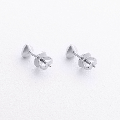 Серьги - пусеты "Сердечки" в белом золоте с09657 №3