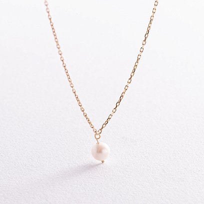 Колье с жемчужиной (желтое золото) кол02401