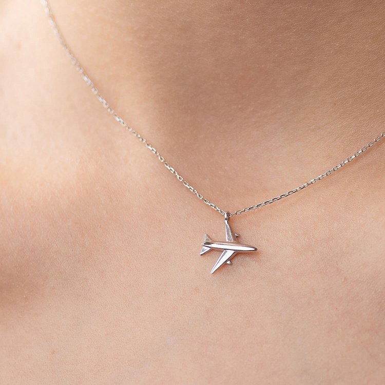 Колье "Самолетик" в белом золоте кол01609 от ювелирного магазина Оникс - 7