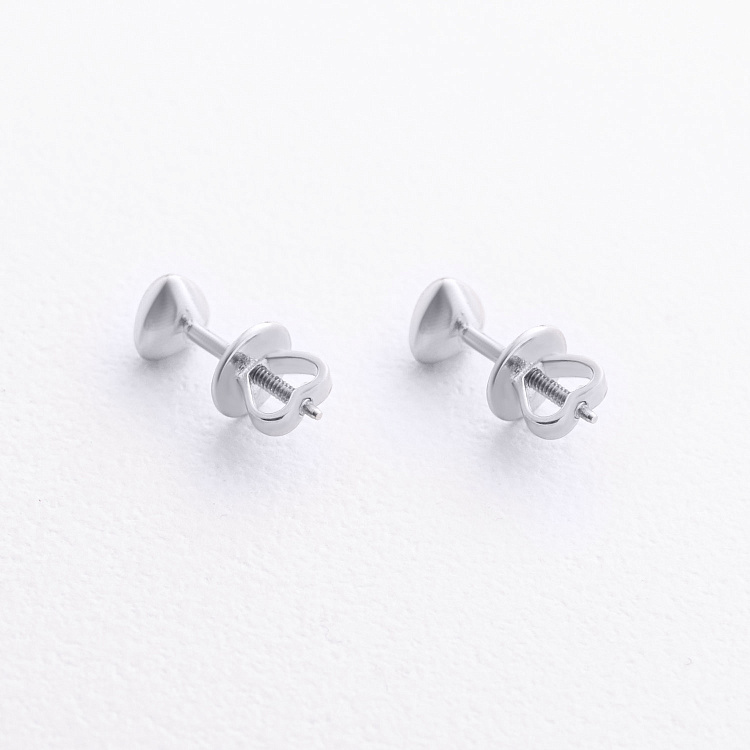 Серьги - пусеты "Сердечки" в белом золоте с09657 от ювелирного магазина Оникс - 2