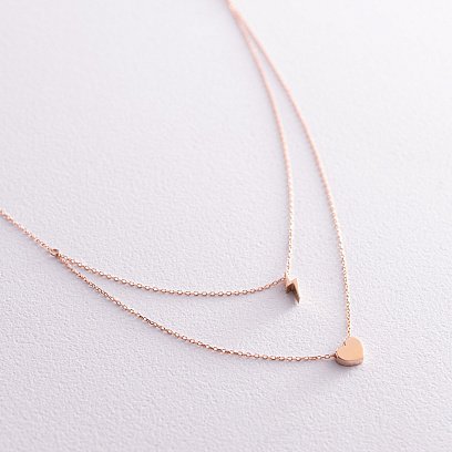 Двойное золотое колье "Молния и сердечко" кол02294