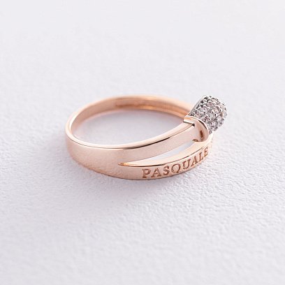 Золотое кольцо "Спичка" (фианиты) к06314 №3