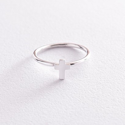 Срібна каблучка з хрестиком 112646
