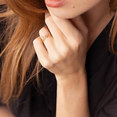 Каблучка "Love" у червоному золоті к07092 №5